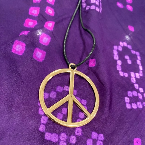 GURUHUSTLE large gold Peace sign bohemian essential Necklace - Picture 2 of 4